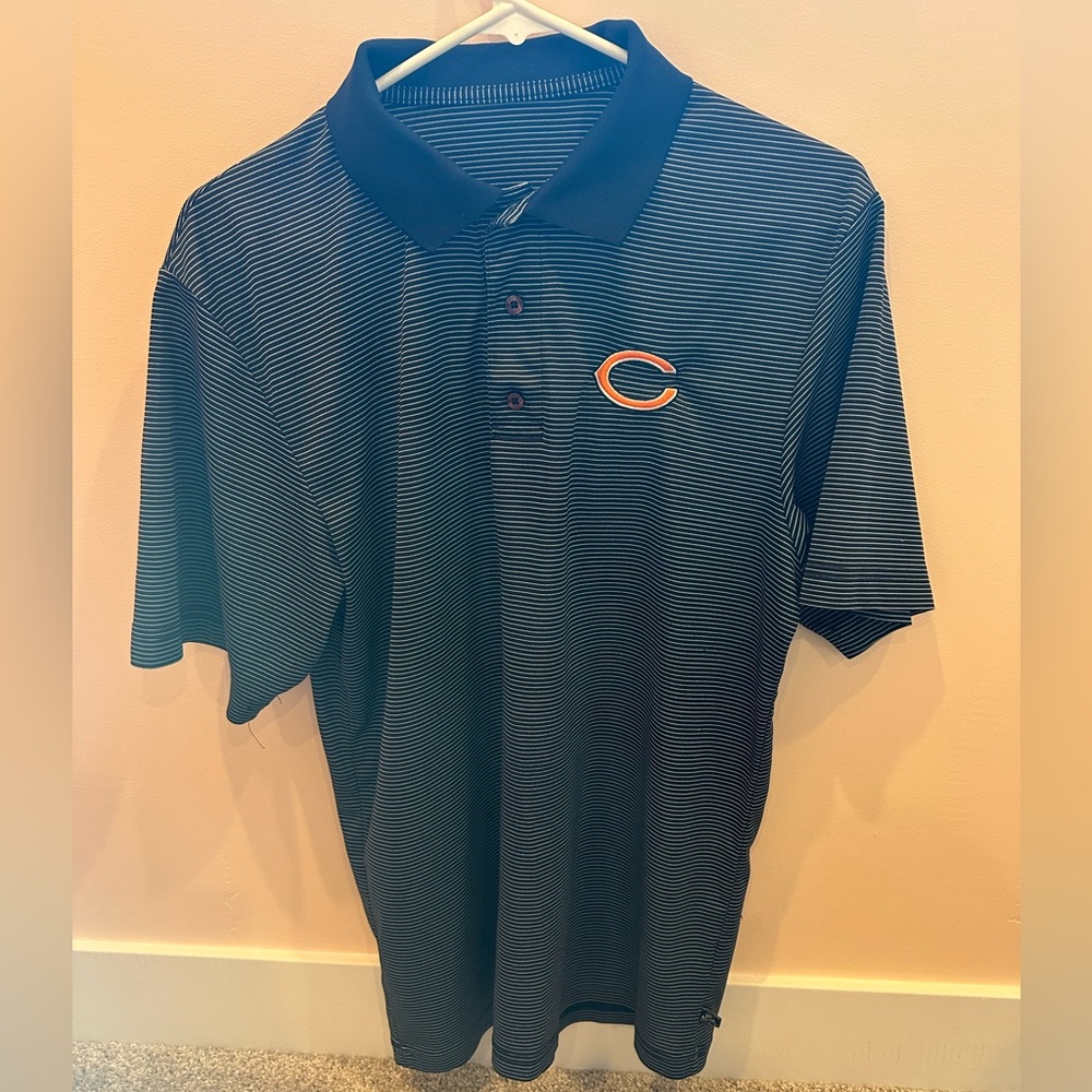 Men's Chicago Bears Navy Striped Polo Shirt